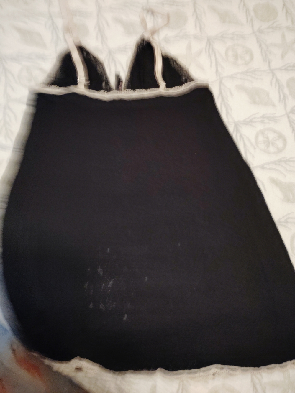 Victoria's Secret Black Lace Slip with Cream Trim